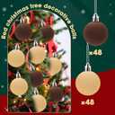 96 Pcs Velvet Christmas Balls Bulk, Mini 1.18 Inch Flocked Christmas Tree Ball Ornaments, Xmas Tree Bulb Ornaments Hanging Decoration(Brown, Beige)