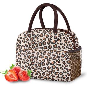 DALINDA Lunch Bag Women,Lunch Box Adult for Women Men Reusable Insulated Lunch Tote Bag,Leakproof Food Handbags Case High Capacity for Travel Work Picnic Beach,Leopard