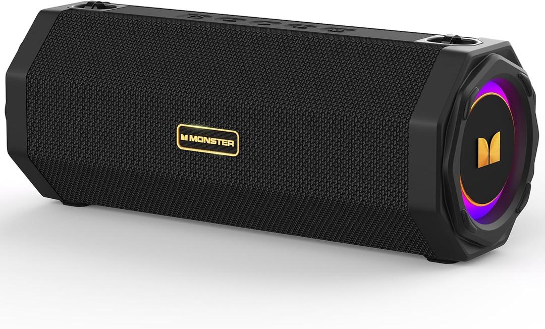 Monster Speaker S200 Wireless Portable Bluetooth Speaker, 24H Playtime, IPX6 Waterproof, 50W Stereo Sound, Bluetooth 5.4, Dual Bass Speakers, Perfect for Home, Parties, and Travel
