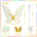 quescu Fairy Wings for Adults,Butterfly Wings for Girls,Angel Wings,Fairy Costume for Women Halloween Dress Up Party Favor (Gold)
