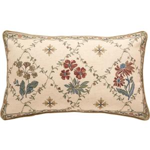 patdrea Designer Throw Pillow Covers,Rectangle Vintage Light Brown Linen with Floral Pattern Pillow Cover,Decorative Lumbar Pillowcases Cushion for Bed Living Room Outdoor Car,12"x20"