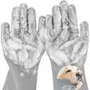 2 x Dog Washing Gloves for Shedding & Bathing - 5-Finger Deshedding & Massage Gloves for Dogs & Cats, Reusable Heat-Resistant Silicone Brush Gloves, Gentle Hair Removal & Bathing Aid (Pair) (Grey)