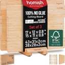 Bamboo Cutting Boards Set with Stand - 3 Piece Charcuterie Board with Handle, Truly Glue Free, Non-Toxic Wood Chopping Serving Boards for Kitchen Gift Set - Dishwasher Safe [New 2026 Upgrade]