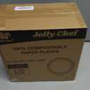 JOLLY CHEF Compostable Heavy Duty Plates [ ] Eco-Friendly Disposable White Paper Plates Made of Bagasse Biodegradable for Party Dinner Sugarcane Fibers Thanksgiving Day