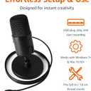 Amazon Basics USB Condenser Microphone for Streaming, Recording, and Podcasting on PC, Plug and Play, Cardioid Pickup, Adjustable Stand with 360° Rotation, Clear Sound, 5.8 x 3.4 inches, Black