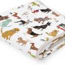 Little Unicorn Original Premium Cotton Quilt | Multi-Layered & Extra-Soft Muslin Fabric |for Babies & Toddlers (Woof) (47"x47")