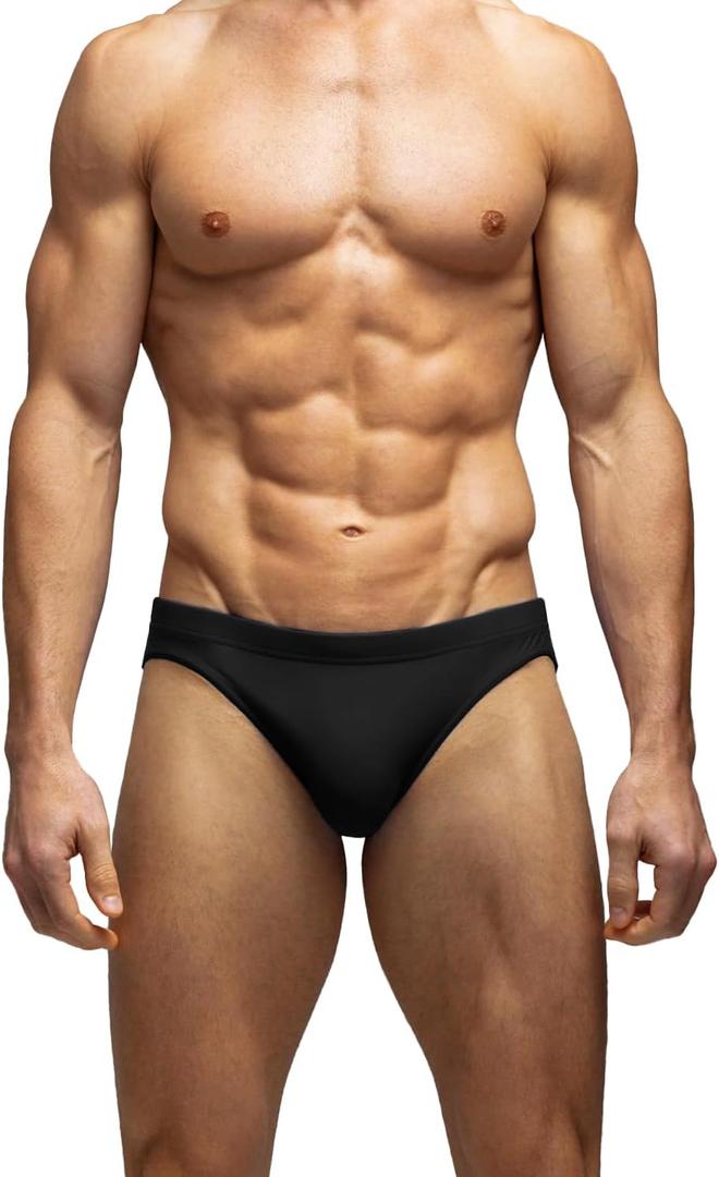 MIZOK Mens Solid Swim Brief Low Rise Swimsuit Surf Swimming Briefs, XL
