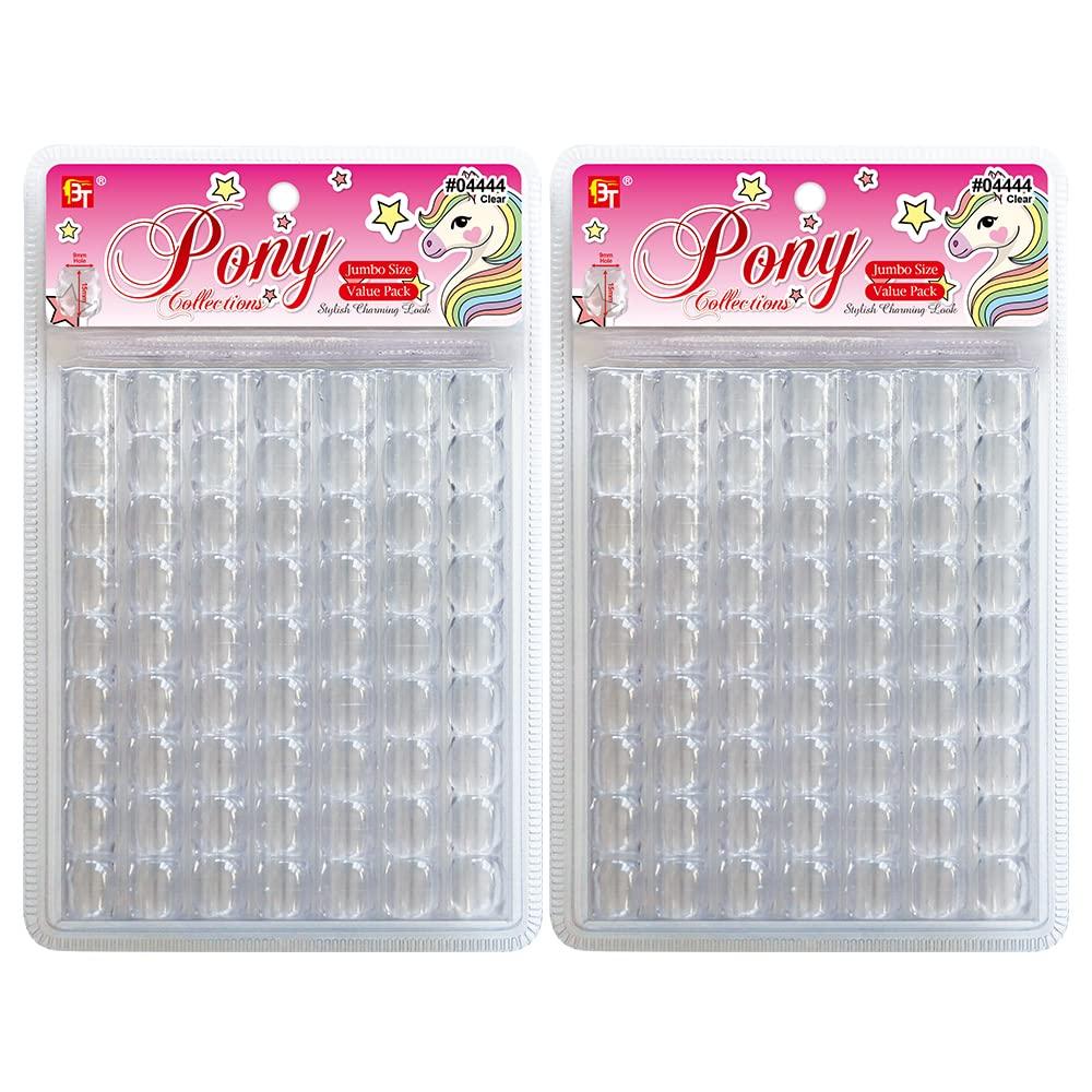 Beauty Town 126 Pcs Beads Jewelry Making Kit DIY Hair Braiding Bracelet Ornaments Crafts Jumbo Round Pony (Clear)