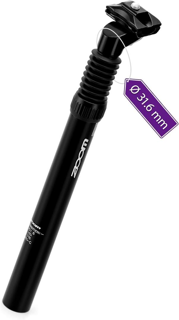 Zoom Bike Suspension Seatpost: 27.2/30.9/31.6 x 350 mm Shock Absorber Damper Bicycle Seat Post for E-Bike MTB BMX