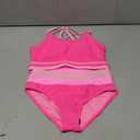 blibean Tween Girls Swimsuits 2 Piece Color Block Bikini Sets with Chest Pad (10-11 Years, A-hot Pink)