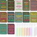 24 Pcs Mini Inspirational Notebooks Bulk with 24 Pcs Colorful Pens, Small Pocket Journal Notepads Set, Motivational Bulk Gifts for Women Men Teacher Student, Fun School Office Supplies, 3.5" x 5.5"