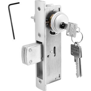 Storefront Mortise Door Lock, Commercial Mortise Lock with Lock Cylinder Aluminum Door Locks Double Cylinder Hook Deadbolt Lock Set for Storefront Entry Doors