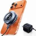 TORRAS PolarCircle Qi2.2 Wireless Charger, 25W Cooling Magnetic Pad for iPhone 17/16, Wireless Charger for Samsung Galaxy S25/S24 with 360°Spin Stand, Semiconductor Game Cooler, with 45W IceNano Plug