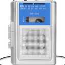 SEMIER Small Cassette Player Recorder, Portable AM FM Vintage Tape Cassette Player with Big Speaker and Headphones, Built-in Microphone, Powered by DC or AA Battery for Walking (Blue)