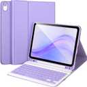 AHYWTAN for iPad 11/10th Generation Case with Keyboard,Detachable Bluetooth Keyboard case for iPad A16 2025 11 inch/10th Gen 2022 10.9 with Pencil Holder, Square Keycaps,Purple