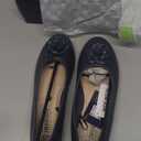 Antwerp Womens Flats Slip-On Shoes Comfortable with Memory Foam Eyelet Details & Rose Ornament (8.5 Wide, Navy)