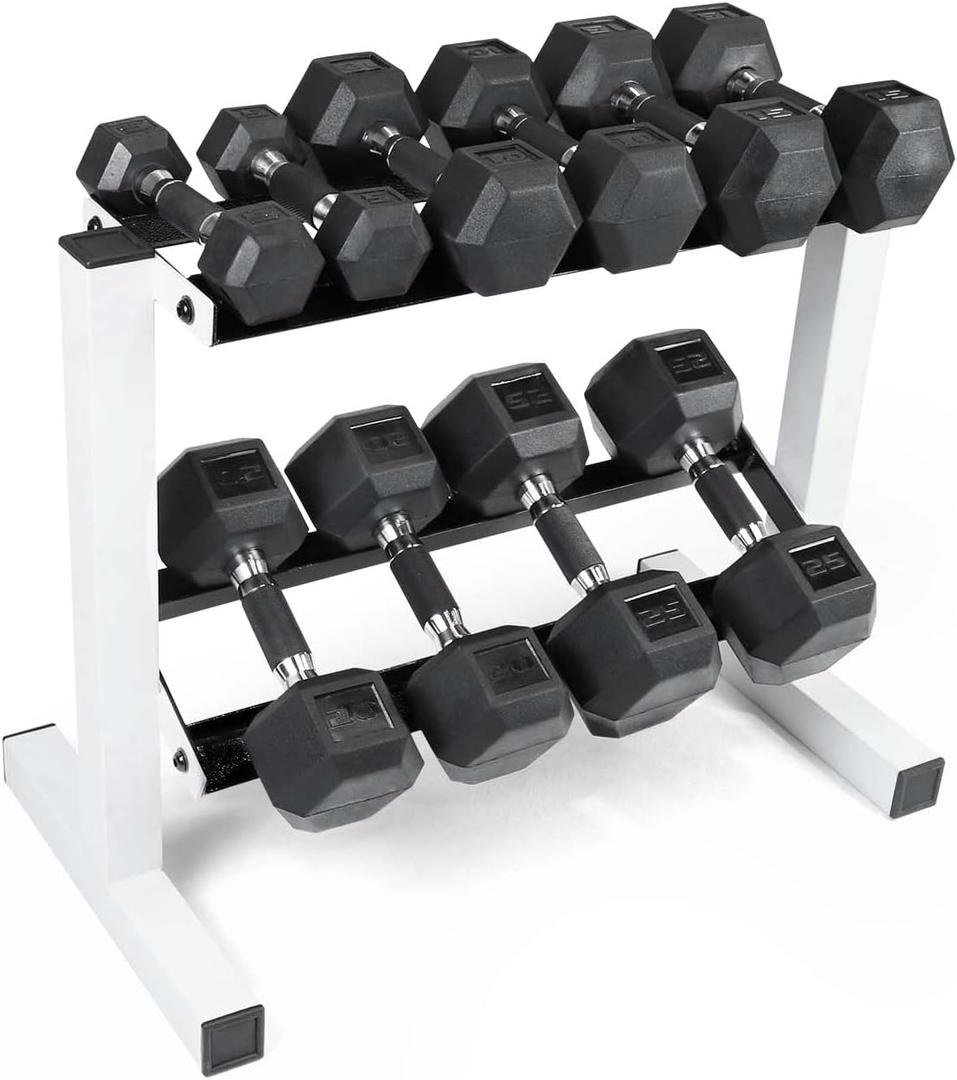 CAP Barbell 150 lb Dumbbell Set with 2-Tier Rack | Multiple Options (White)