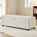 Storage Ottoman Bench for Bedroom End of Bed, Upholstered Tufted Bench Foot Rest for Living Room,Holds up to 330 lb,Rectangular Entryway Shoe Bench with Storage for Hallway,Linen Beige