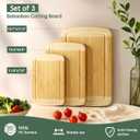 GuanQiao Cutting Boards for Kitchen (3-Piece)-Large Bamboo Cutting Board Non Toxic for Chopping Meat, Vegetables & Fruit, Over the Sink Use