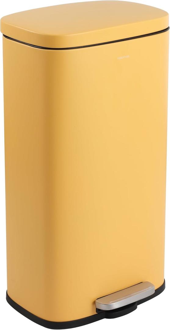 happimess HPM1011L Curtis 8-Gallon Step-Open Trash Can, Daffodil Yellow for Home, Kitchen, Bathroom, Living Room, Office