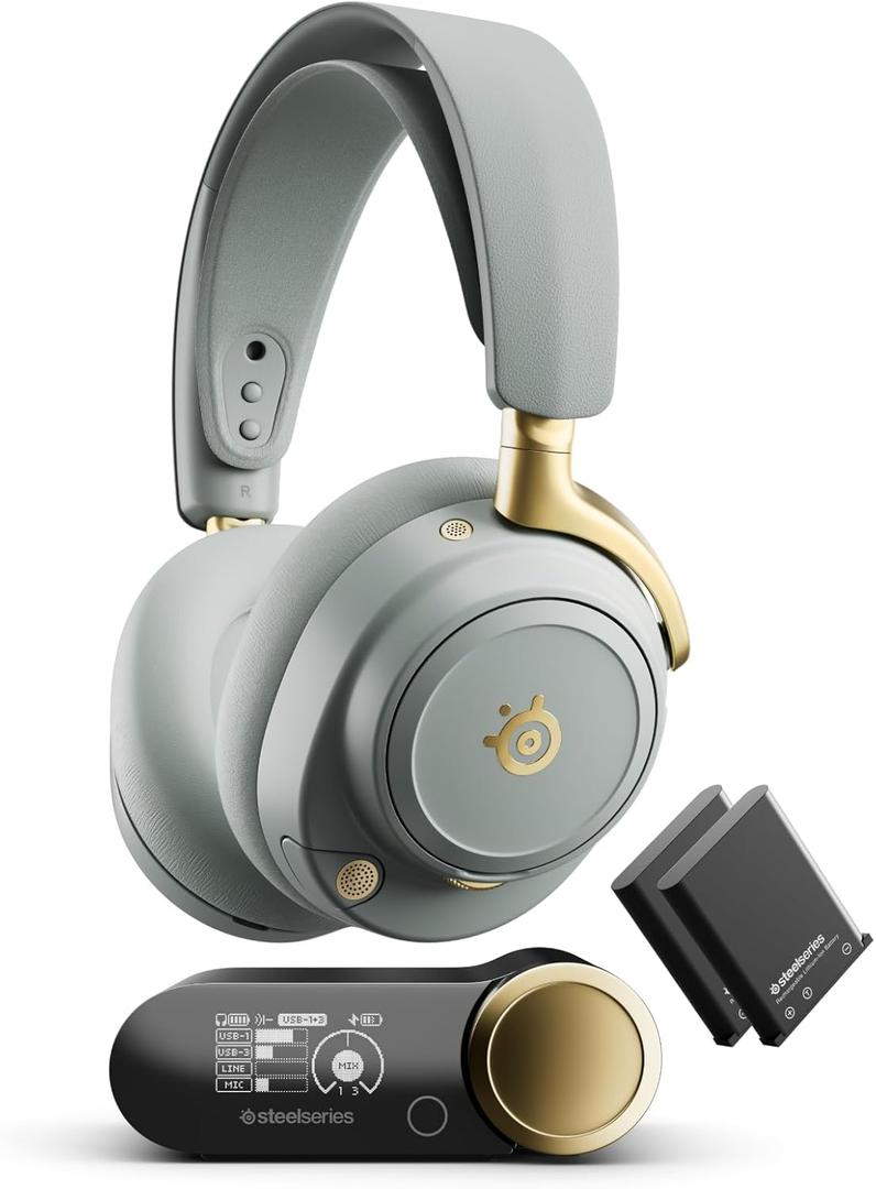 SteelSeries Arctis Nova Elite - Hi-Res Wireless Gaming Headset 96kHz/24bit Carbon Fiber Speakers ANC AI Noise Rejection App 2.4GHz + BT Multi-Source Mix OmniPlay PC+PlayStation+Xbox