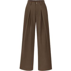 BTFBM Women High Waist Palazzo Pants Summer 2026 Casual Wide Leg Trousers Loose Work Office Business Suit Pant Pockets (XX-Large, Coffee)