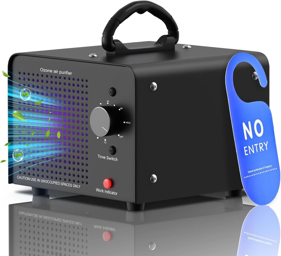 PROGRACE Ozone Generator 60,000mg/h - High Capacity Up to 4000 Sq Ft Ozone Machine Odor Removal Eliminator for Car, Home, Smoke, Pet, Basement Air Purifier (Black)