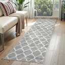 Lahome Moroccan Washable Runner Rug, 2x6 Kitchen Runners Non Slip Grey Runners for Hallways, Throw Rugs and Mats for Laundry Room, Carpet Runner Rugs for Hallway Entryway Bathroom Area Rugs Meline