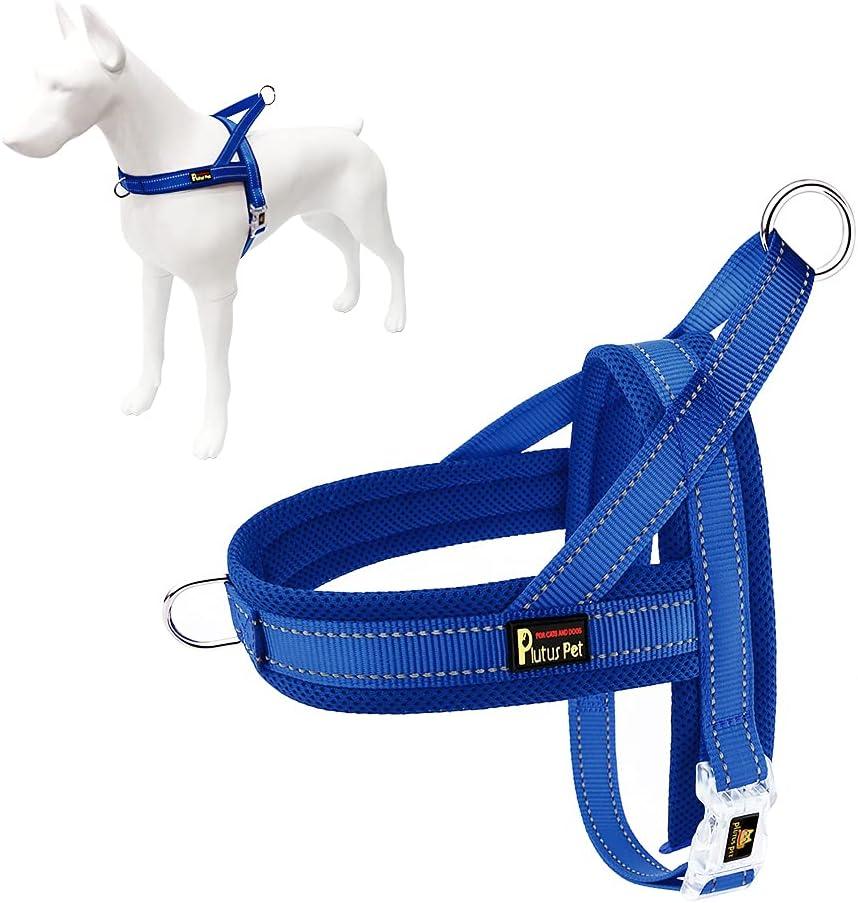 Plutus Pet No Pull Dog Harness with Breathable Mesh Padded, Adjustable Reflective Escape Proof Dog Harness, Quick Fit Dog Vest Harness for Small Medium Large Dogs(M, Navy Blue) (M: chest 19.7"-25.2")