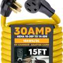 Tellegloww 15 ft NEMA 10-30P to 14-50R EV Charger Cord 3 Prong Old Dryer Outlet to Level 2 EV Charger Extension Cord with Handle (Only for 3 Prong L-Shaped Old Dryer NEMA 10-30R Outlet) ETL Listed