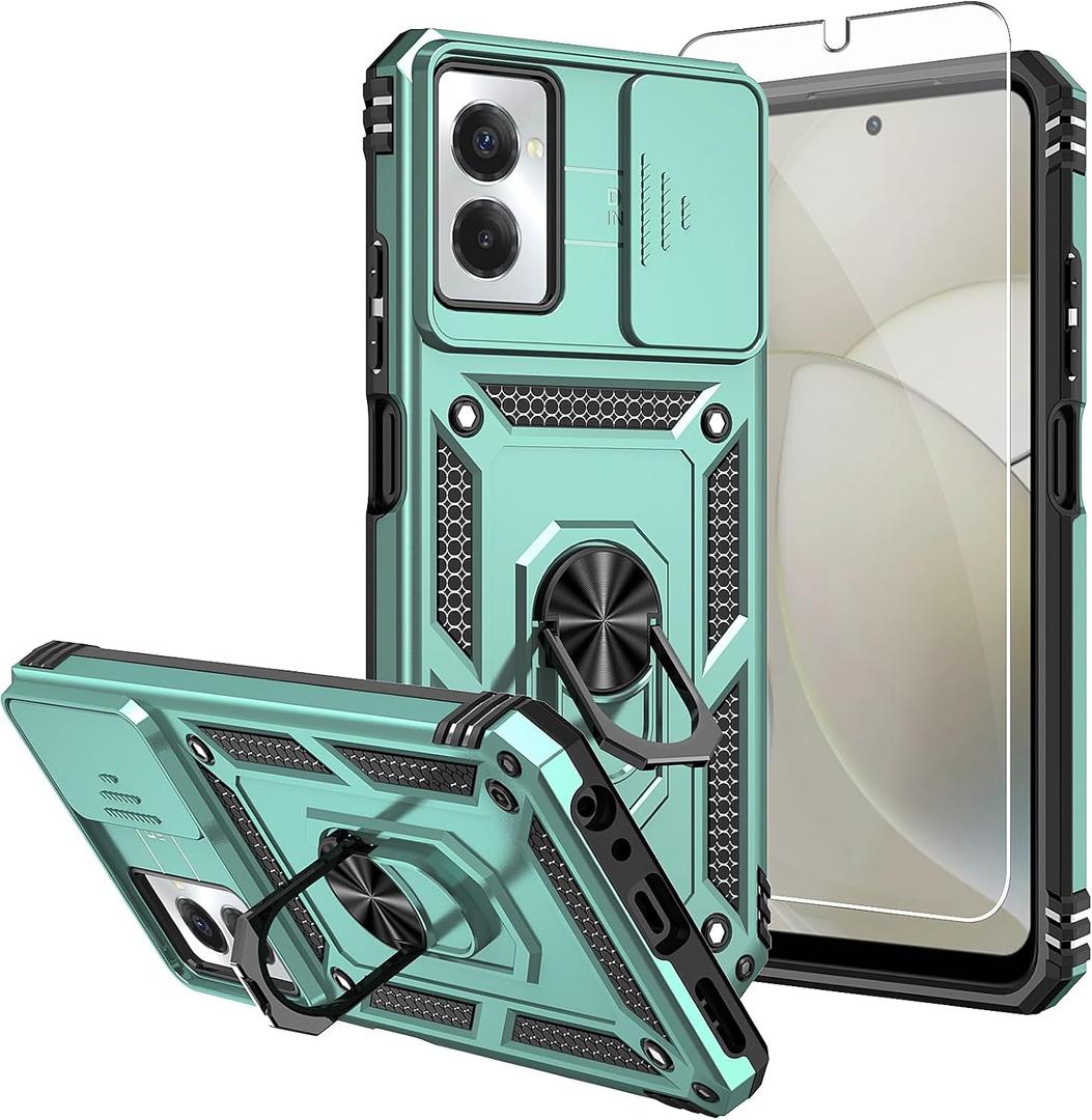 for Moto G Power 5G 2024 Case,with Screen Protectors and Camera Cover,[Military Grade] 16ft.Drop Tested Cover with Magnetic Kickstand Protective Case for Motorola G Power 5G 2024, Green