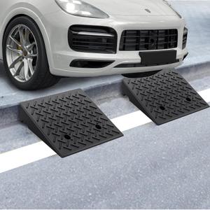 2 PCS Rubber Curb Ramp, 20"*20"*7" Rise Threshold Ramp, Heavy Duty 6800Lbs Capacity Driveway Curb Ramps, Portable Shed Ramps for Low Cars Vehicle Motorcycle Wheelchairs Bikes (20 * 20 * 7 Inch)