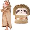 Sloth Wearable Hooded Blanket for Adults - Super Soft Warm Cozy Plush Flannel Fleece & Sherpa Hoodie Throw Cloak Wrap - Sloth Gifts for Women Adults and Kids (Brown)