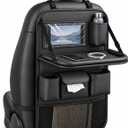 Backseat Car Organizer with Fold-Down Tray, 8 Zones, Black, 1 Pack