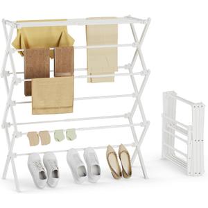 Foldable Clothes Drying Rack, Reinforced Joints, White, 29"W x 12"D x 35.5"H