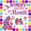 MotiMind 91 Pcs Womens History Month Bulletin Board Decorations for Classroom, International Women's Day Banner Backdrop with Paper Blooms for School Chalkboard Wall Party March 8th Decorations