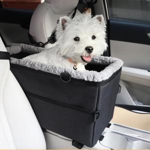 Console Dog Car Seat for Small Dogs,Comfortable & Secure Pet Car Seat for Small Dogs & Cats with Reversible PadSafe & Protection Hooks Adjustable Straps and Storage Pocket,Fits Pets Up to 17.6lbs