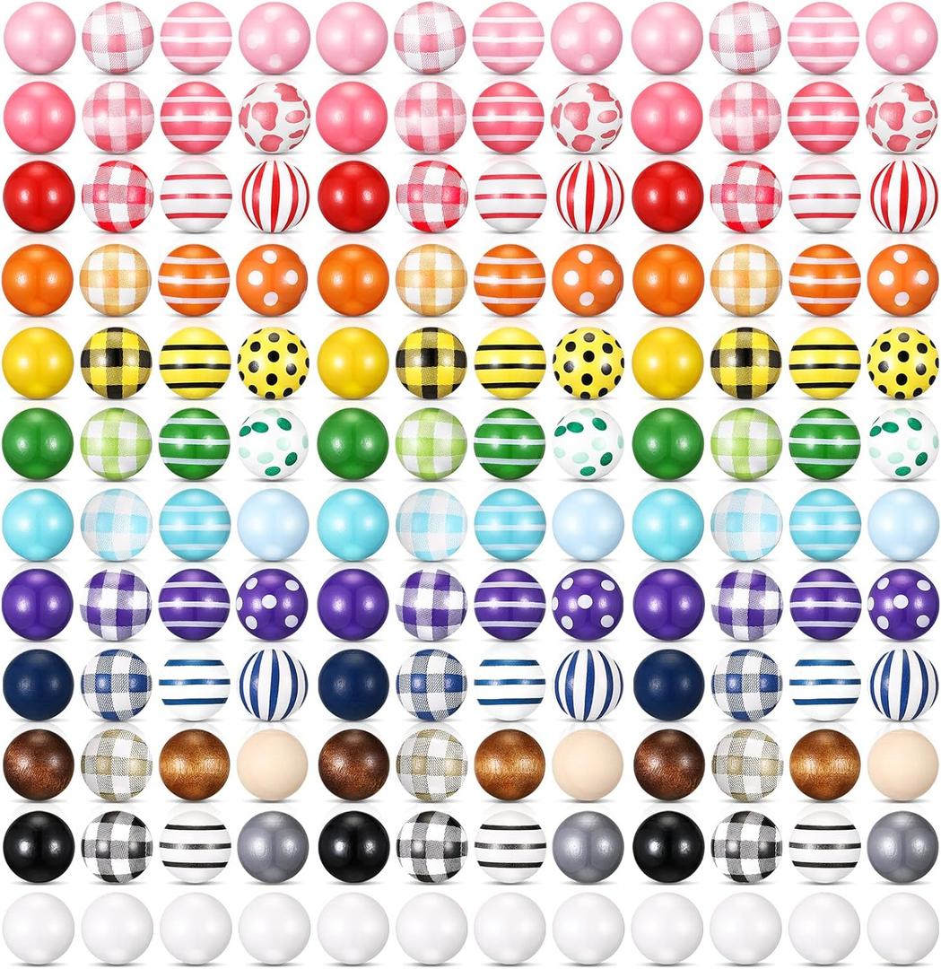 XunYee 240 Pcs Beads for Pens 16mm Wooden Beads for Christmas Craft Gift with Large Hole Round Colorful DIY Craft Gift for Pen Bead Keychains Necklace Bracelet Jewelry Making Supplies
