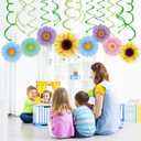 2 x Spring Decor,Flowers Hanging Swirl Decorations,Themed Birthday Party,Ceiling Decorations for Home,Classroom,Office(20ct）