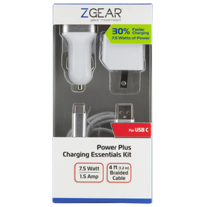 ZGear Power Plus Charging Essentials 3 Pc Kit 7.5Watt 4Ft