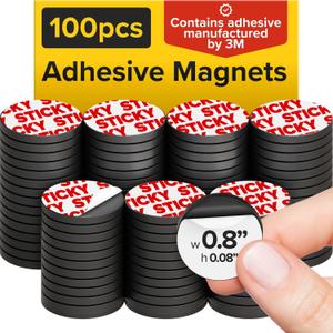 X-bet MAGNET Round Flexible Magnets with Adhesive Backing - (100pcs 0.8"x0.08") Magnetic Dots for Whiteboard, Fridge - Stickers for Planning and Organization - Teacher Must Have - Teacher Supplies