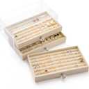 SPAKOWN Ring Box Display Holder, Clear Velvet Jewelry Storage Tray Organizer for Ring Stud Earring (Beige - 3 Drawers)