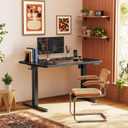 Huuger Electric Standing Desk with Power Outlets and USB-C Port, 39 X 24 Inch Height Adjustable Desk, Sit Stand Desk for Home Office, Computer & Gaming Desk with 4 Presets, Stable Steel Frame, Black, 39.4 x 23.6 inch
