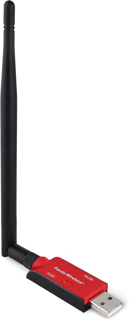 Panda Wireless PAU0B AC600 Dual Band (2.4GHz and 5GHz) Wireless N USB Adapter W/High Gain Antenna - Windows 7/8/8.1/10/11, Zorin, Mint, Ubuntu, openSUSE, Fedora, Kali Linux and Raspbian