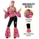 Morph 70s Costumes For Women Hippie Disco Outfit - Retro 60s 70s Style Costume For Parties, Festivals, and Events (Small)
