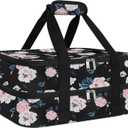 esouler Double Insulated Casserole Carrier Bag Hot & Cold Food Carrier Bag Lasagna Holder Lunch Bag for Picnics, Parties, Travel, Fits 9 x 13 Inches Casserole Dish-Flower