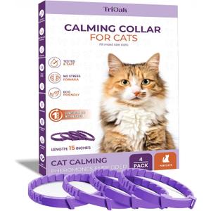 Calming Collar for Cats: Pheromone-Infused Behavior Support, Long-Lasting 30-Day Effect, Adjustable & Waterproof, 4-Pack (X Purple)