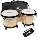 Bongo Drum Set for Adults Kids Beginners Professionals, Upgrade Packaging, Set of 6 & 7 inch Tunable Percussion Instruments Natural Animal Hides Hickory Shells Wood Metal Congas with Tuning Wrench