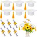 Breling 12 Pcs White and Gold Graduation Centerpiece Sticks Felt Graduation Scroll Diploma and Grad Cap with Tassel Decor 2026 Table Toppers Centerpiece Party Supplies for Grad Party Decorations