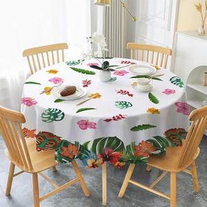 Round 70inch Tablecloth Hawaiia Leav TableCloth,Colorful Tablecloth Polyester Waterproof Stain Wrinkle Free,Circle tablecloth Indoor and Outdoor Table Cover For Home Kitchen Dining Party Patio Decor